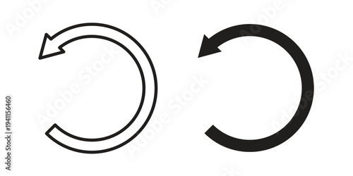 Undo icon black, line, flat vector, isolated illustration.