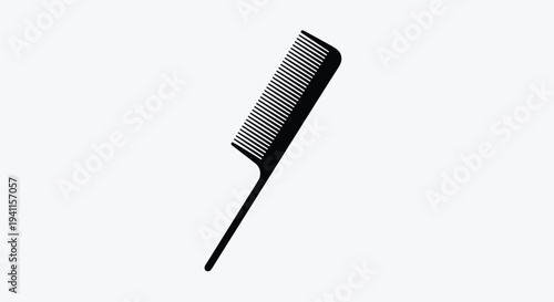 Simple black hair comb with fine teeth, an essential grooming tool for detangling, styling, and maintaining neat hair.