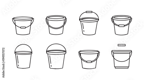 Collection of Various Bucket Line Icons