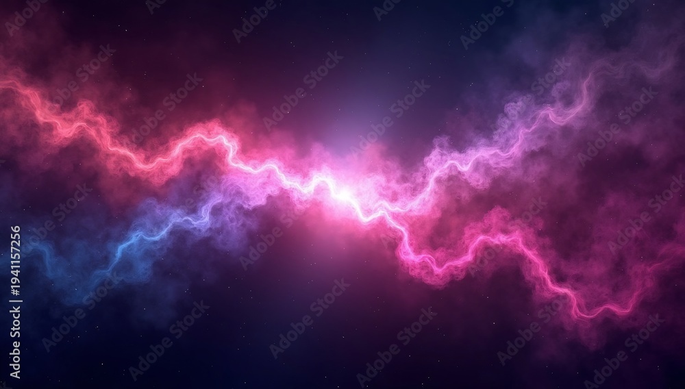 Fototapeta premium Vibrant Electric Energy Bolt Streaking Through Cosmic Nebula.
