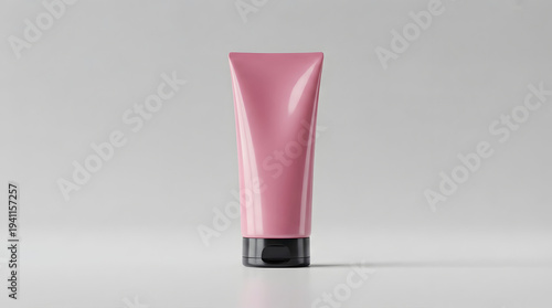 Wallpaper Mural Pink cosmetic tube with black cap on a white neutral background. Torontodigital.ca