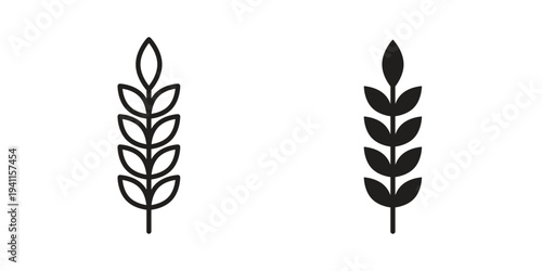 Wheat icon black, line, flat vector, isolated illustration.