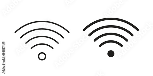 Wifi Signal icon black, line, flat vector, isolated illustration.