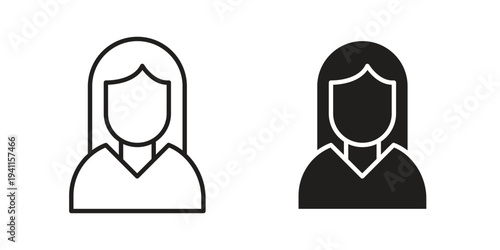 Woman icon black, line, flat vector, isolated illustration.