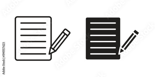 Writing icon black, line, flat vector, isolated illustration.