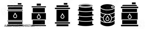 Oil barrel icon set. Vector symbol. Illustration of oil barrel. Oil barrel. Vector illustration. Stock vector.