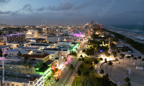 Photography Miami ocean shore at night