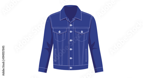 Classic blue denim jacket featuring chest pockets and button-front closure, a versatile and timeless outerwear piece for casual fashion.