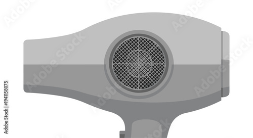 Modern gray hair dryer with a powerful motor and multiple settings, an essential tool for efficient hair drying and styling.