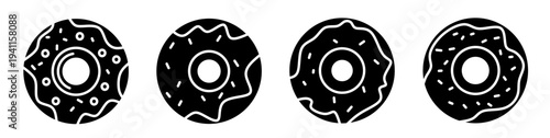 Donut icon set. Vector symbol. Illustration of donut. Donut. Vector illustration. Stock vector.