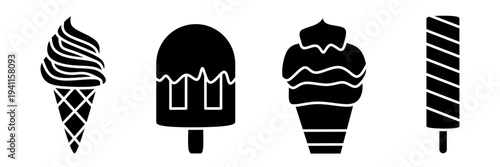 Ice cream icon set. Vector symbol. Illustration of ice cream. Ice cream. Vector illustration. Stock vector.