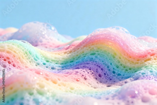 Rainbow-colored Foam Waves with Bubbles