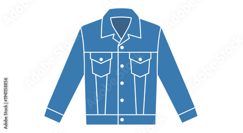 Simple blue denim jacket icon with classic styling, representing casual outerwear and a timeless fashion staple for everyday wear.