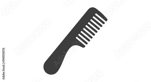 Simple dark hair comb icon with medium teeth, an essential grooming tool for detangling and styling various hair types.