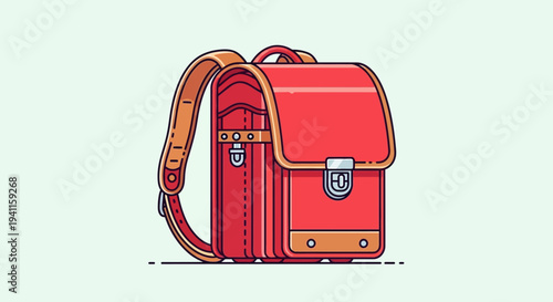 Retro Red School Backpack, Vintage Satchel, Children's Book Bag