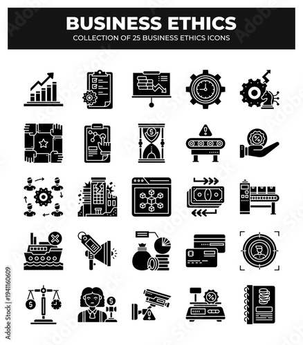 Collection of 25 Business Ethics Icons: A Guide to Ethical Business Practices