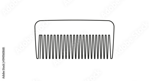 Simple outline illustration of a wide-tooth comb, an essential grooming tool for detangling curly or thick hair without causing damage.