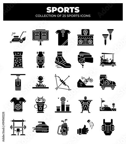 Collection of 25 Sports Icons.  A Visual Guide to Various Sports and Activities