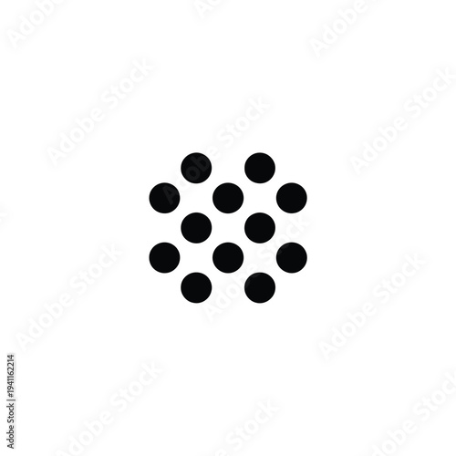 Black dots arranged in a pattern recognition symbol on white background arrangement