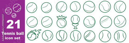 Tennis ball icon set isolated on white background. Tennis ball sport collection. Vector illustration.