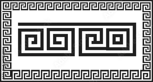 Foto A greek key pattern with interlocking spirals and rectangular border