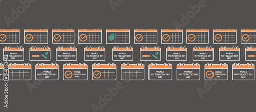World No Tobacco Day calendar icon set. Quitting smoking and health awareness event concept. Minimalist flat design vector illustration