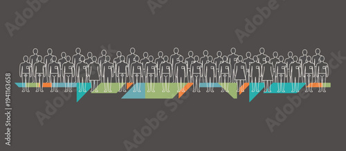 People using nicotine patches concept. Group of characters with medical patches on arms. Health campaign line art vector illustration