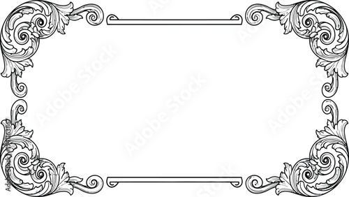 Ornate empty picture frame with floral patterns and swirling designs