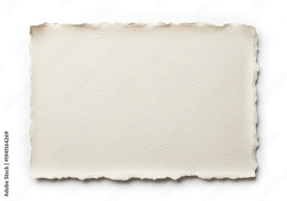 Fototapeta premium Aged and worn piece of parchment paper with a rustic edge isolated on white background