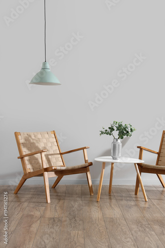 Interior of light room with...