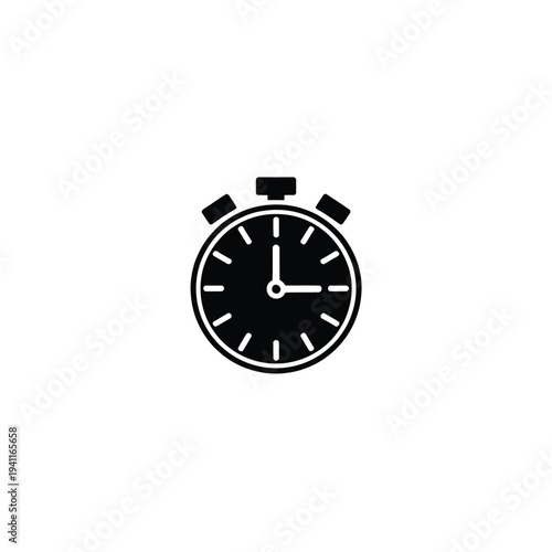 Solid fill of a black deadline clock with stopwatch