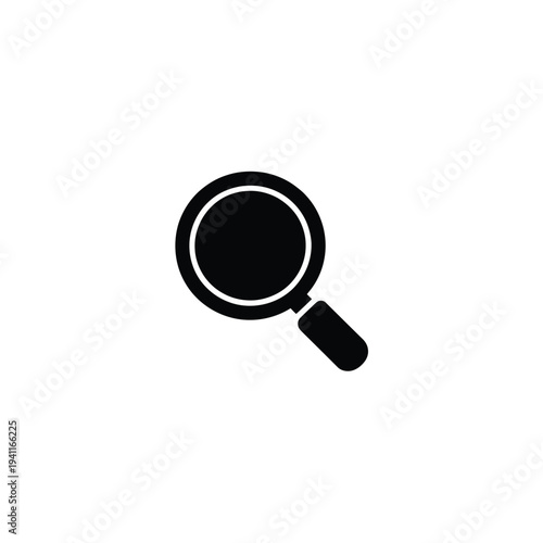 Solid fill of a black magnifying glass with a filled lens review search
