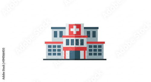 Medical building with red cross hospital architecture healthcare facility medical center