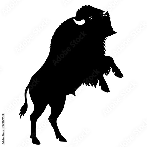 Silhouette of a wild bison