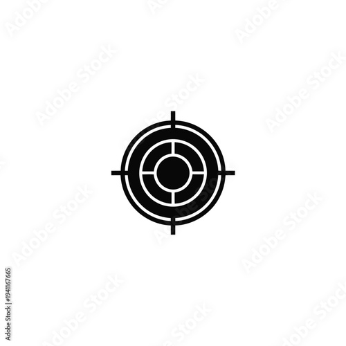 Solid fill of a black target with concentric circles and crosshairs goal bullseye 1