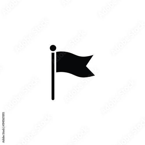 Solid fill of a black urgent flag on a white background 1