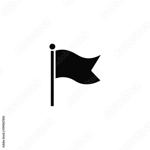 Solid fill of a black urgent flag on a white background 2