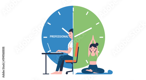 Balancing work and wellness A visual representation of professional life and personal health.