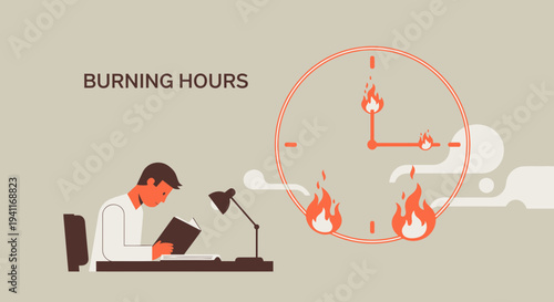 Burning Hours A Visual Metaphor for Overwork and Time Pressure.