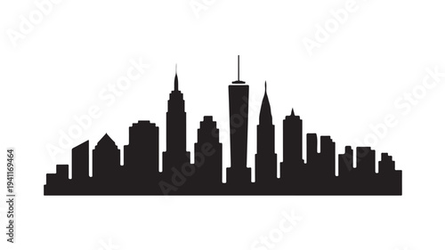Wallpaper Mural City Skyline Silhouette Modern Dark Skyscrapers Simple Vector Illustration for Urban Design Torontodigital.ca