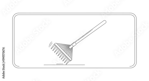 Essential Garden Rake Line Art Illustration for Outdoor Maintenance and Cleanup Tasks
