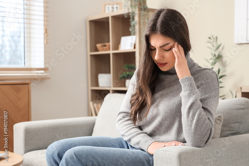 Young woman having panic at...