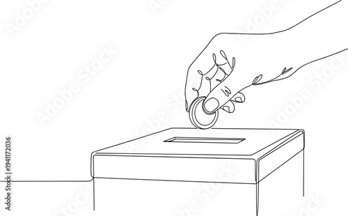 Hand casting ballot into modern voting box