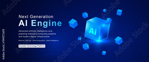 Artificial Intelligence Core Cube with Digital Circuit Technology Concept