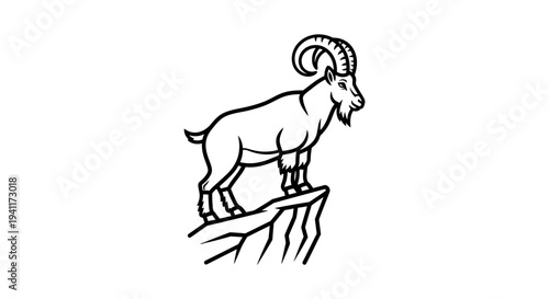 Majestic mountain goat standing proudly on a craggy peak, a symbol of strength and agility in nature