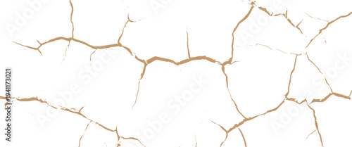 Cracked white surface with brown lines and patterns