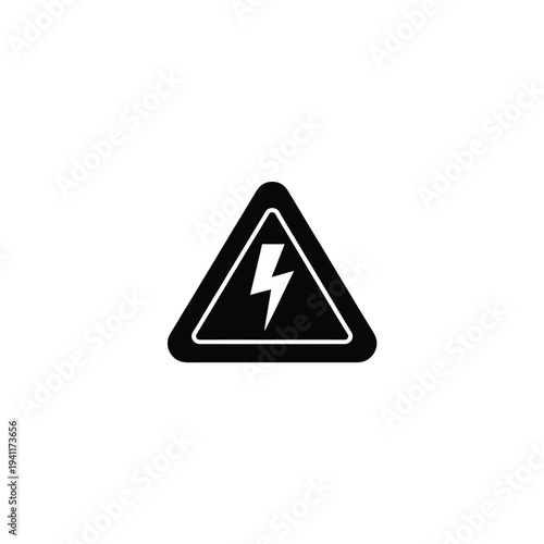 Solid fill of lightning warning triangle in black and white