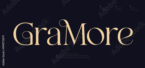 Luxury modern beauty logo alphabet font. Typography fashion elegant classic letters serif italic fonts decorative wedding vintage logos. vector illustration