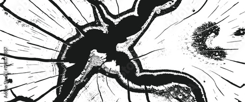 Black and white abstract ink blot with organic shapes and radiating lines