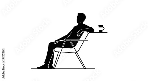 A striking minimalist black silhouette captures a person enjoying a quiet moment of repose in a